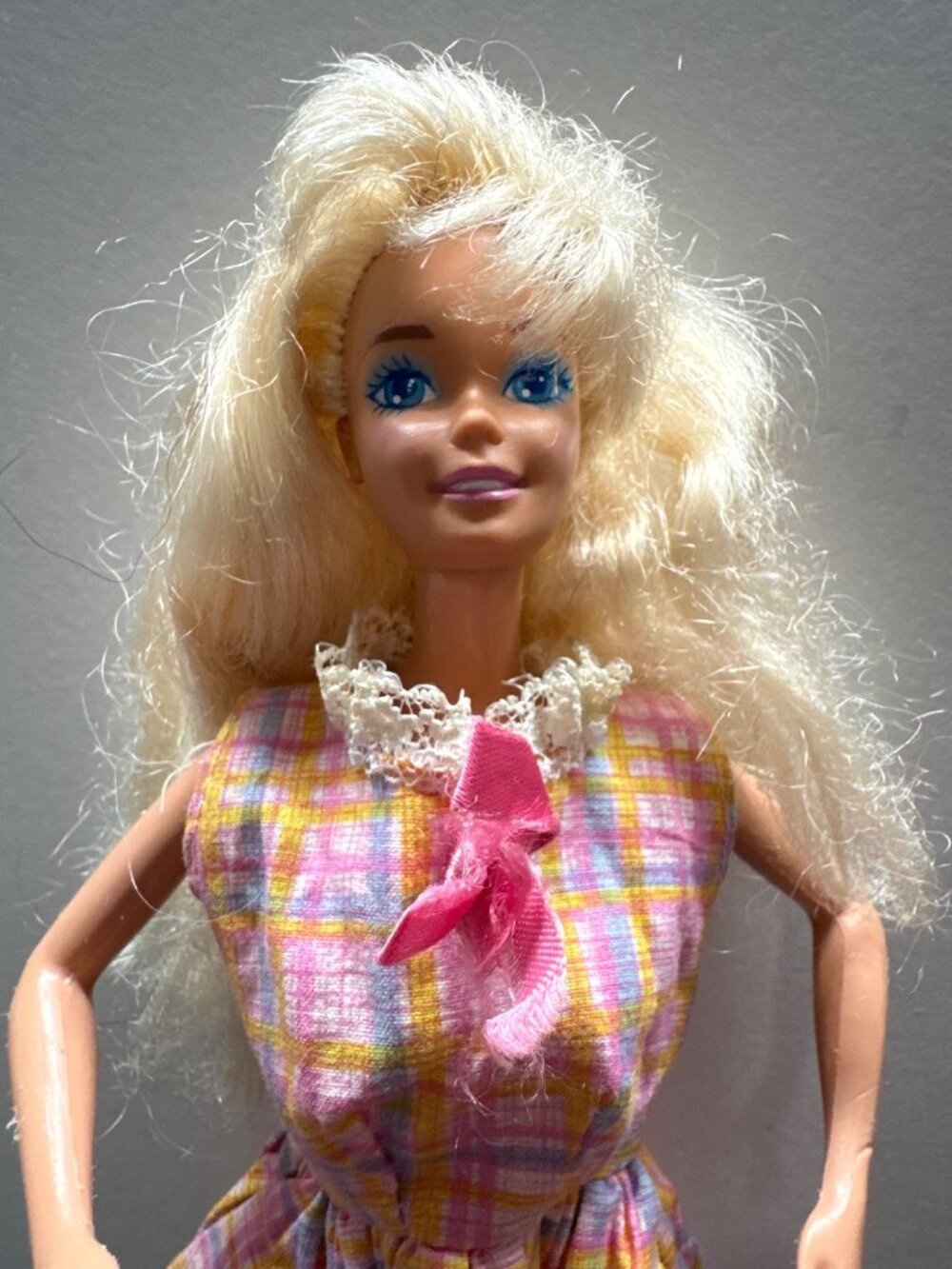 1970s Twist & Turn Barbie Doll Blonde Hair Pretty in Plaid Dress 12-Inch Collect